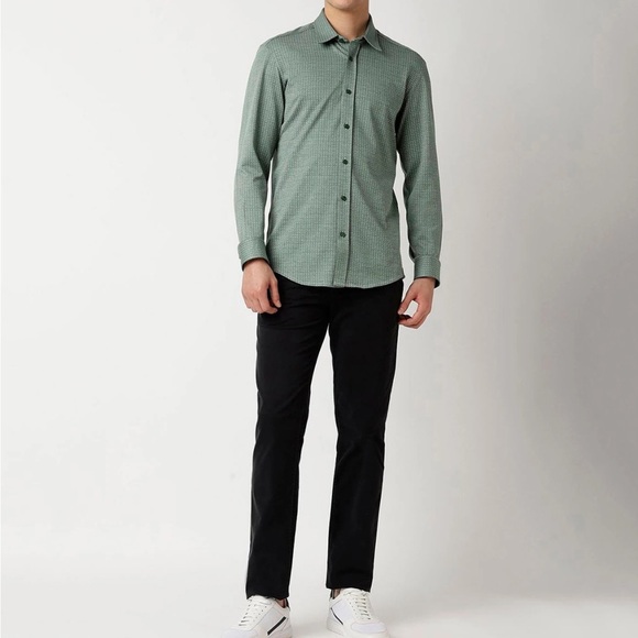 BOSS | Open Green Printed Slim Fit Shirt - Picture 4 of 12
